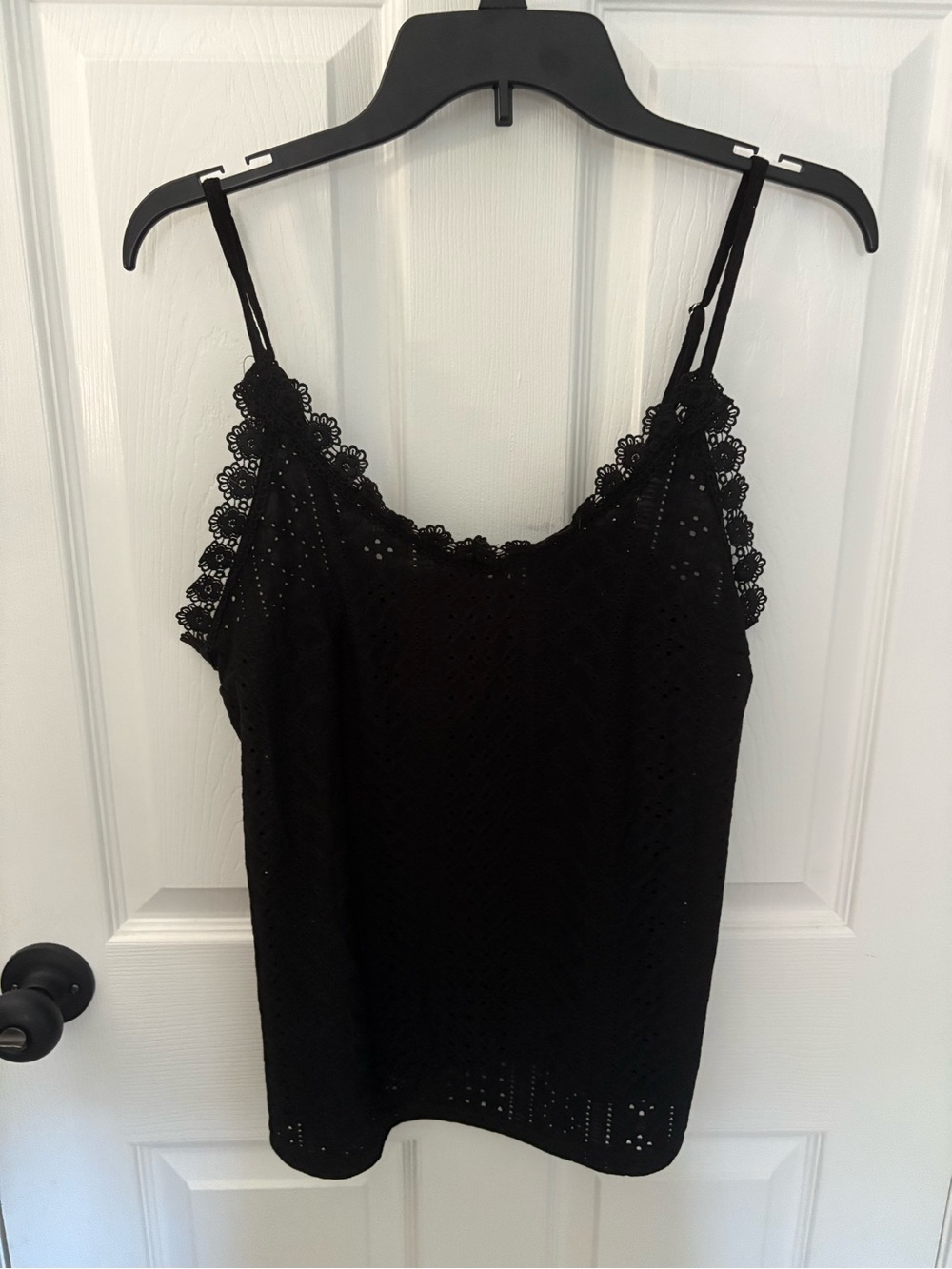 Black Lace-Trim Camisole Tank Top - Women